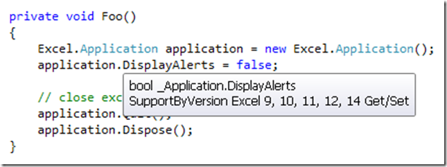 IntelliSense support in C# for version information of a property.